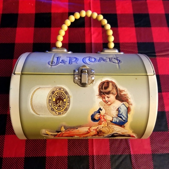 Clarks Handbags - Vintage Sewing Company J & P Coats Tin Handbag